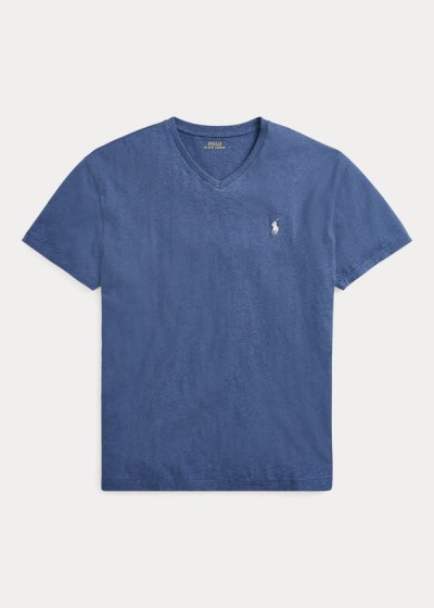 Playeras Polo Ralph Lauren Hombre Azules - Classic Fit V-Neck - MACPW0745